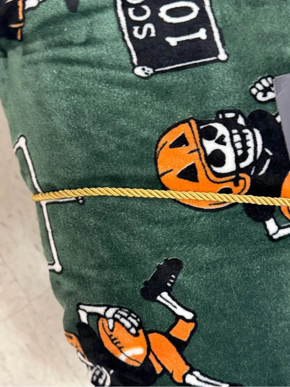 Rachel Green Halloween Skeleton Football Throw Blanket with Orange Accents